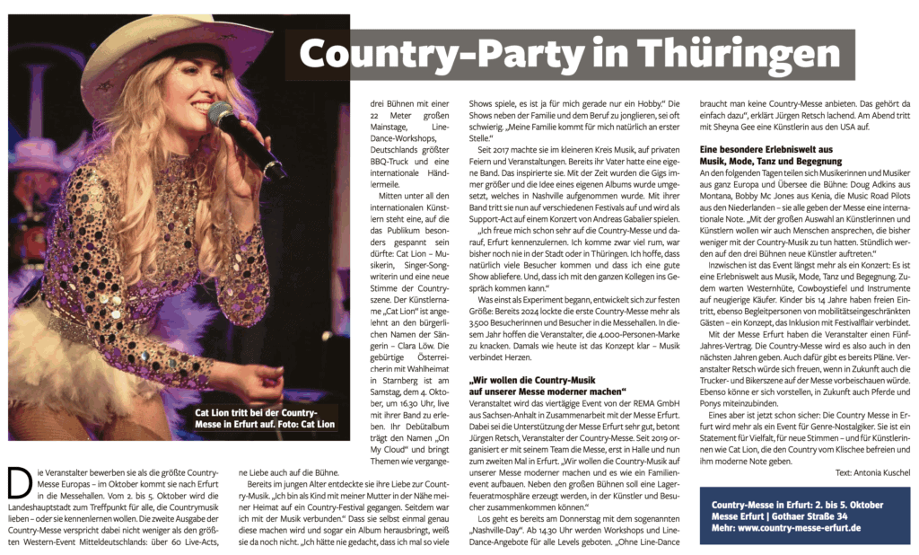 Sängerin Cat Lion performt auf der Bühne